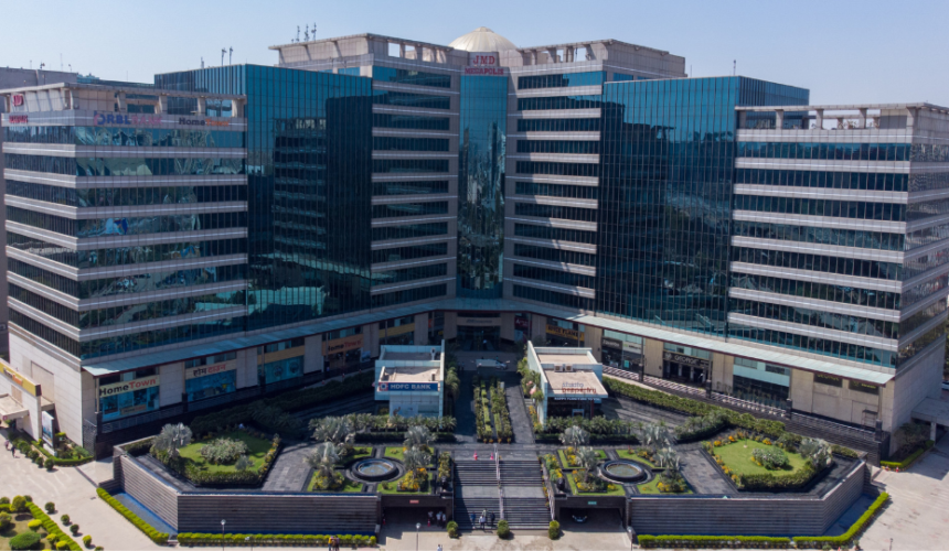 This is a JMD Megapolis building displaying the modern IT park's architectural exterior, a premier development offering premium retail hubs and commercial space for lease in Sector 48, Gurugram.
